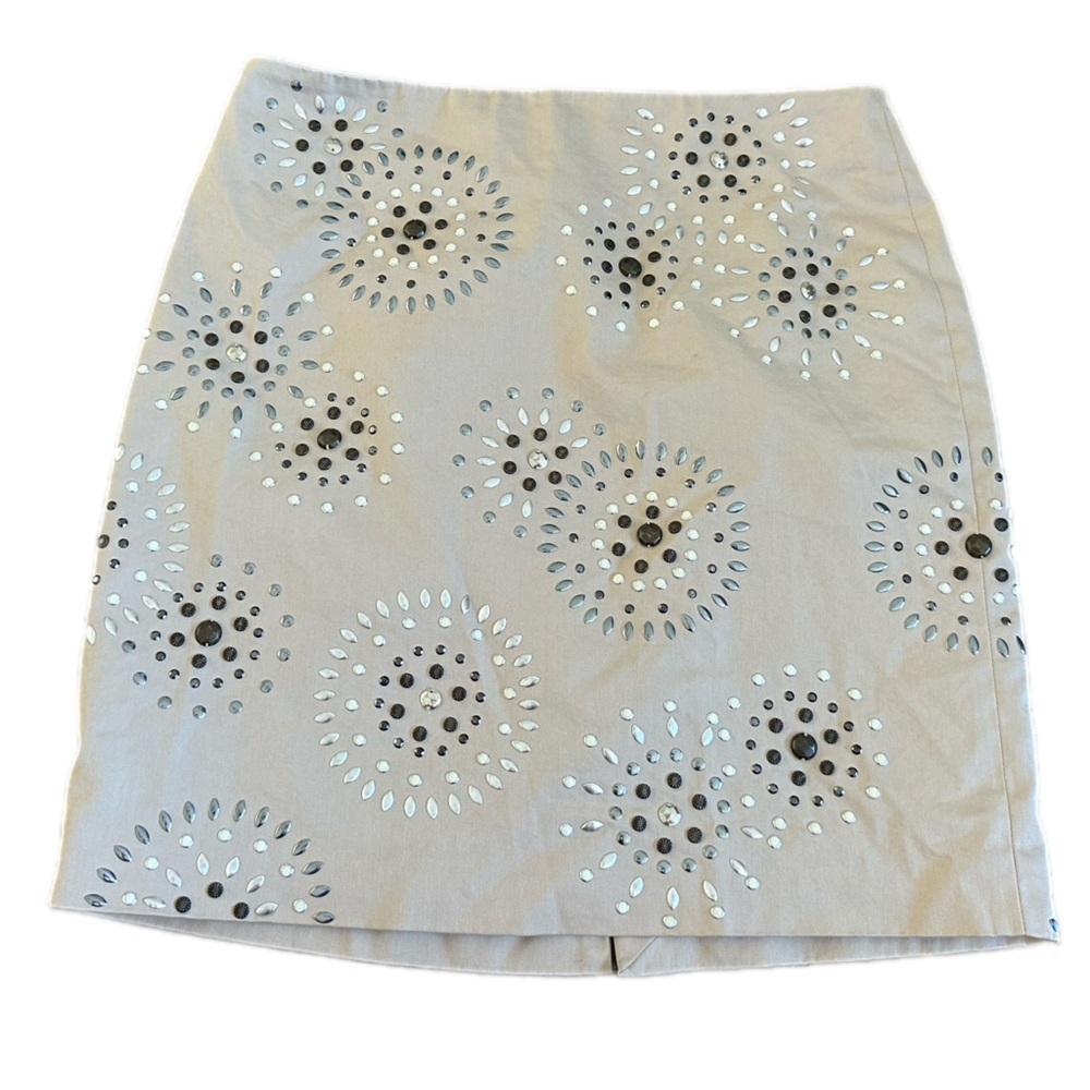 White House Black Market beige skirt with metal studs Size 2